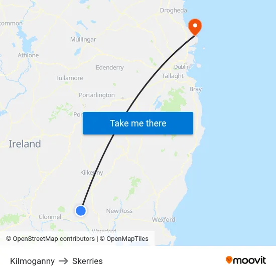 Kilmoganny to Skerries map