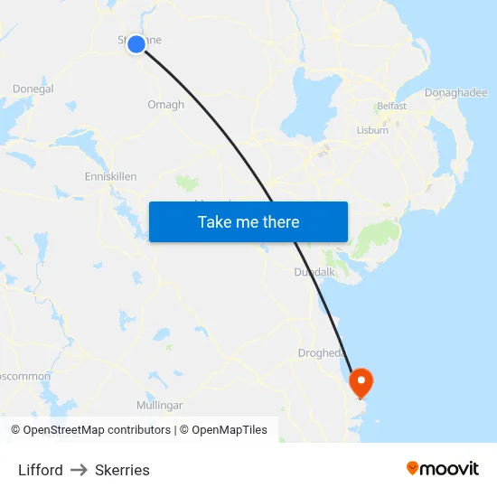 Lifford to Skerries map
