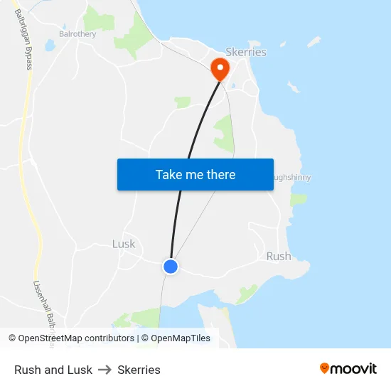 Rush and Lusk to Skerries map