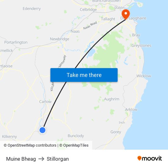 Muine Bheag to Stillorgan map