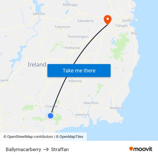 Ballymacarberry to Straffan map