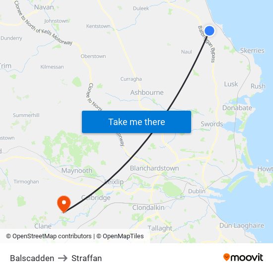 Balscadden to Straffan map