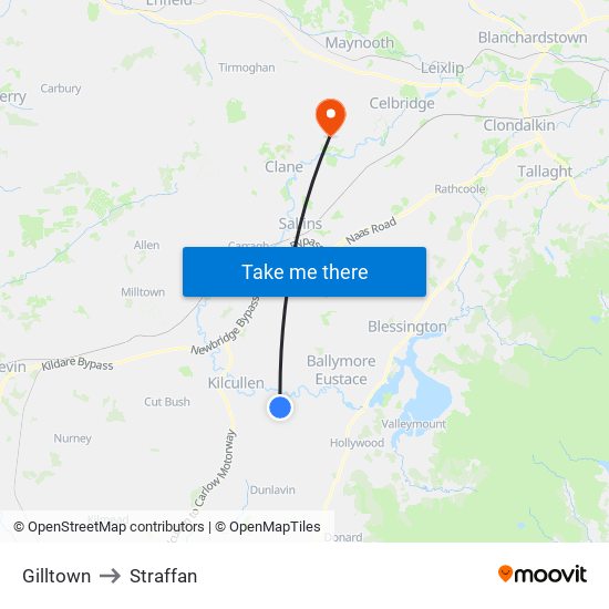 Gilltown to Straffan map