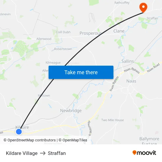Kildare Village to Straffan map