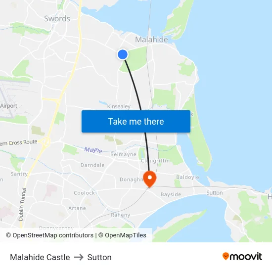 Malahide Castle to Sutton map