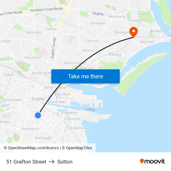 51 Grafton Street to Sutton map