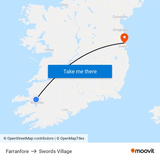 Farranfore to Swords Village map