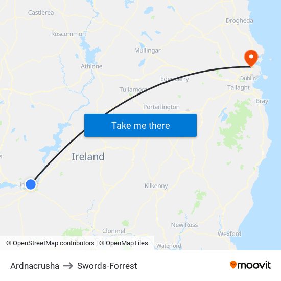 Ardnacrusha to Swords-Forrest map