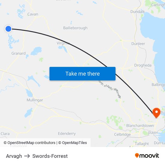Arvagh to Swords-Forrest map