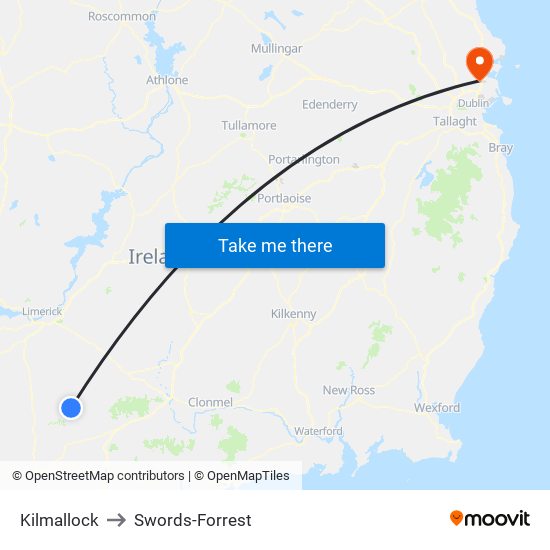 Kilmallock to Swords-Forrest map