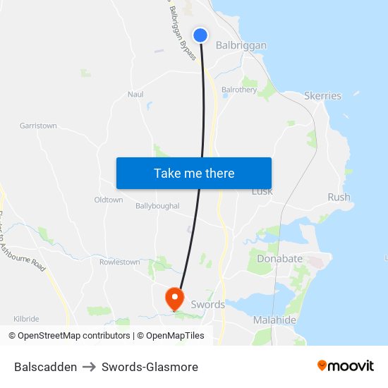 Balscadden to Swords-Glasmore map