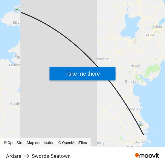 Ardara to Swords-Seatown map