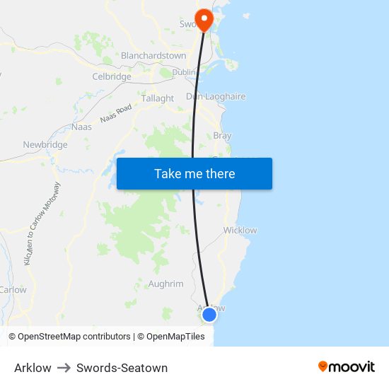 Arklow to Swords-Seatown map