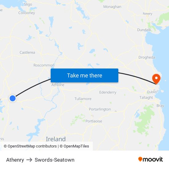 Athenry to Swords-Seatown map