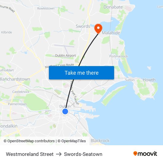 Westmoreland Street to Swords-Seatown map