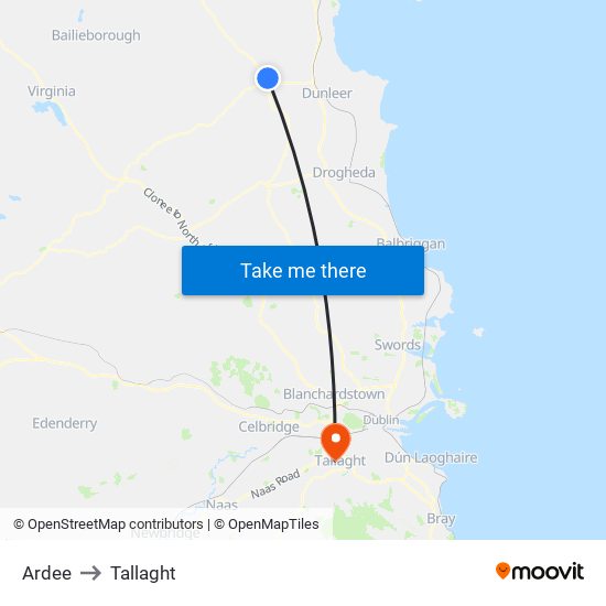 Ardee to Tallaght map