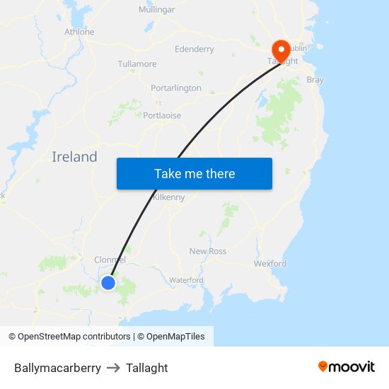 Ballymacarberry to Tallaght map