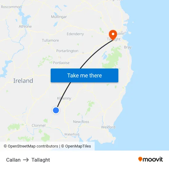 Callan to Tallaght map