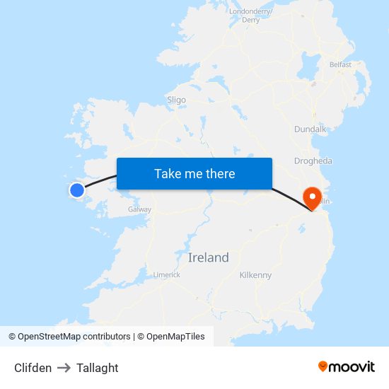 Clifden to Tallaght map