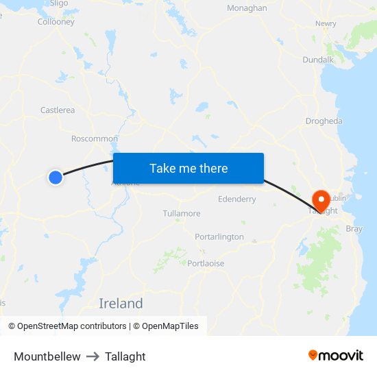 Mountbellew to Tallaght map