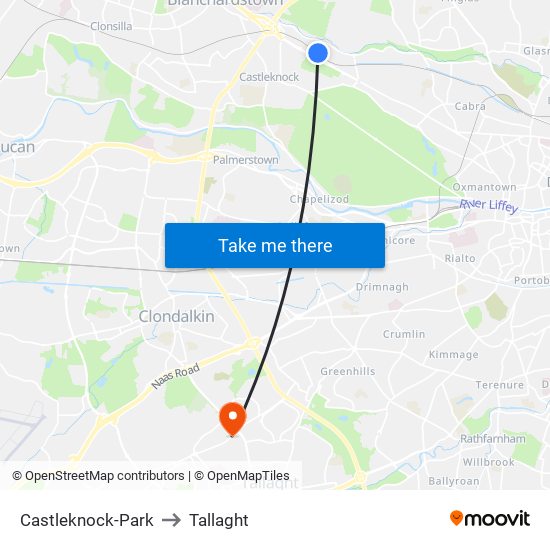 Castleknock-Park to Tallaght map