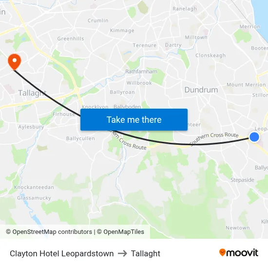 Clayton Hotel Leopardstown to Tallaght map