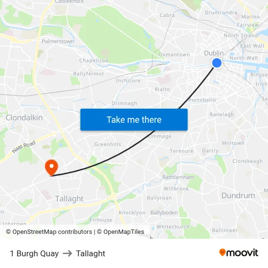 1 Burgh Quay to Tallaght map