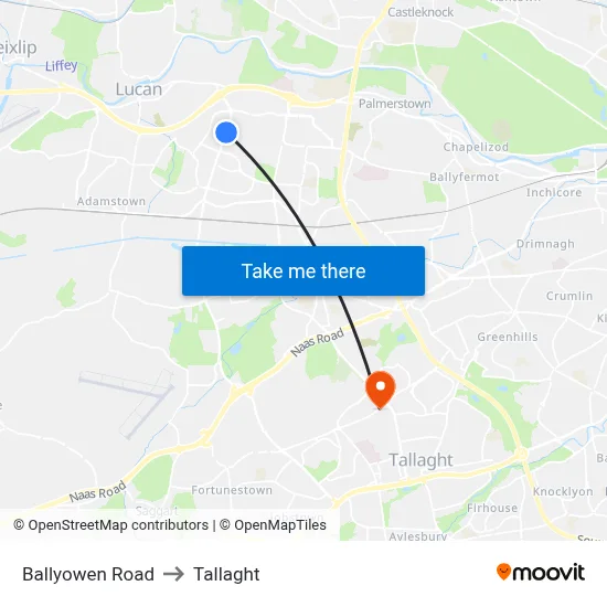 Ballyowen Road to Tallaght map