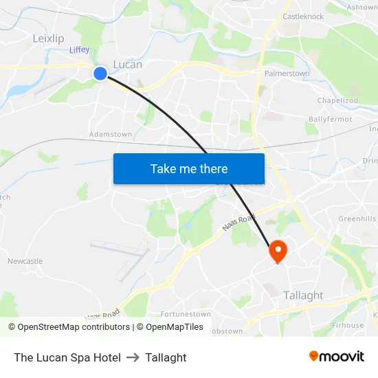 The Lucan Spa Hotel to Tallaght map
