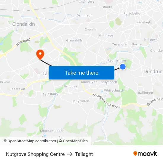 Nutgrove Shopping Centre to Tallaght map