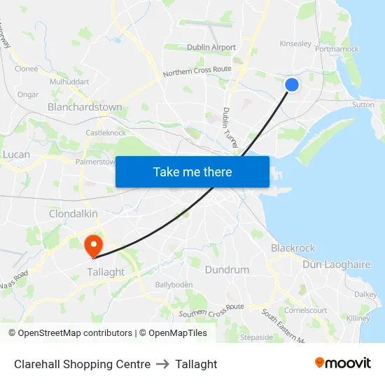 Clarehall Shopping Centre to Tallaght map