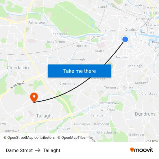 Dame Street to Tallaght map