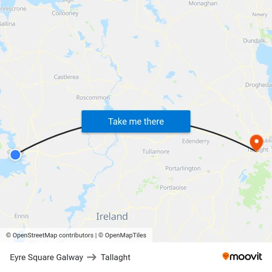 Eyre Square Galway to Tallaght map