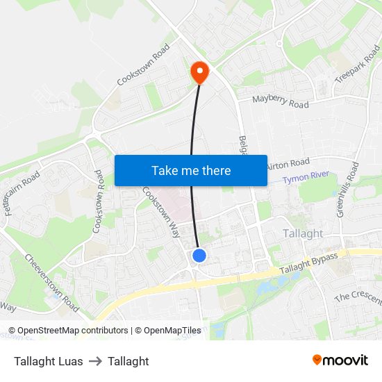Tallaght Luas to Tallaght map