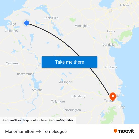 Manorhamilton to Templeogue map