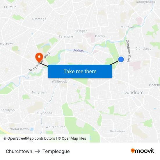 Churchtown to Templeogue map