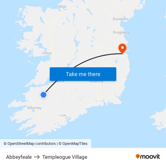 Abbeyfeale to Templeogue Village map