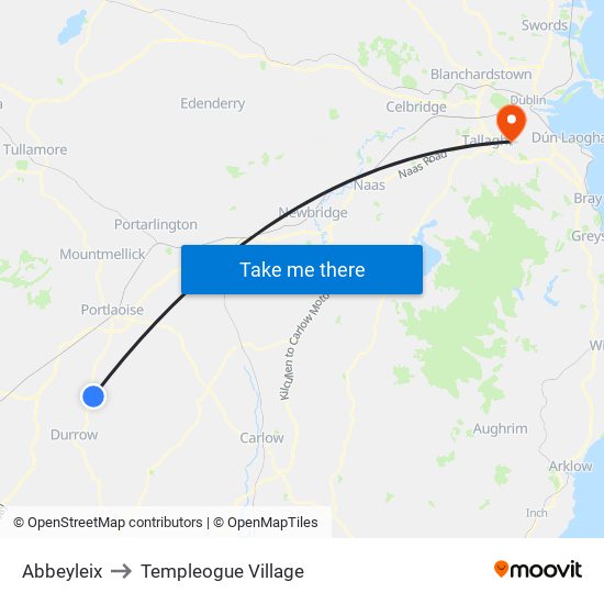 Abbeyleix to Templeogue Village map