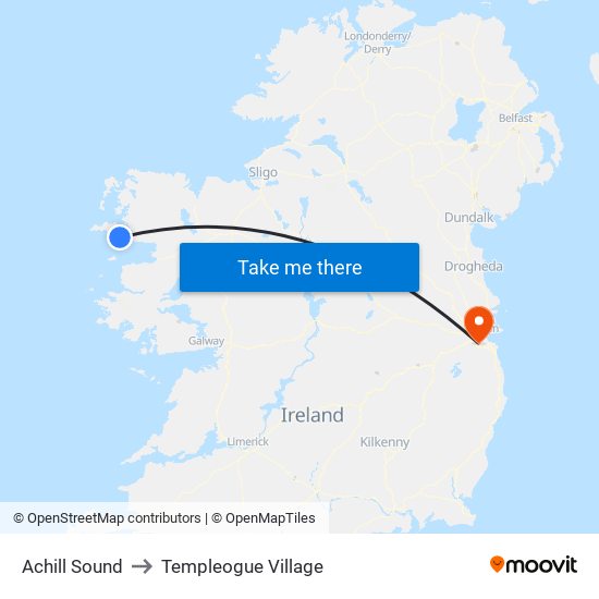 Achill Sound to Templeogue Village map