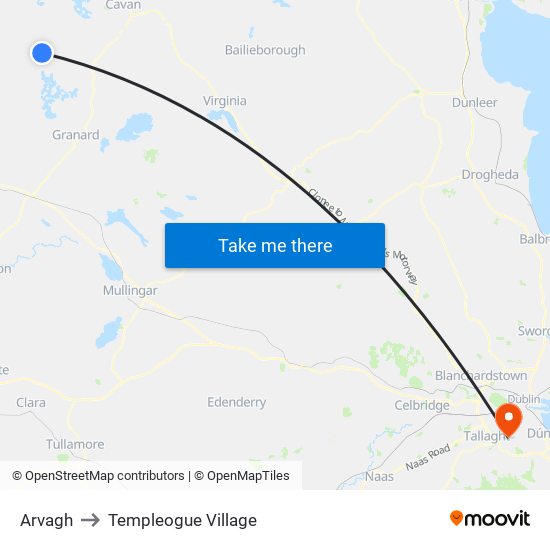 Arvagh to Templeogue Village map