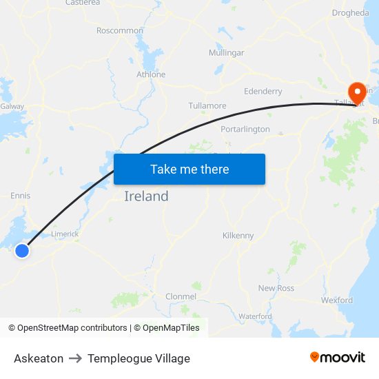 Askeaton to Templeogue Village map