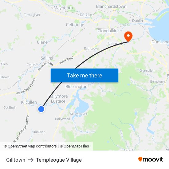Gilltown to Templeogue Village map