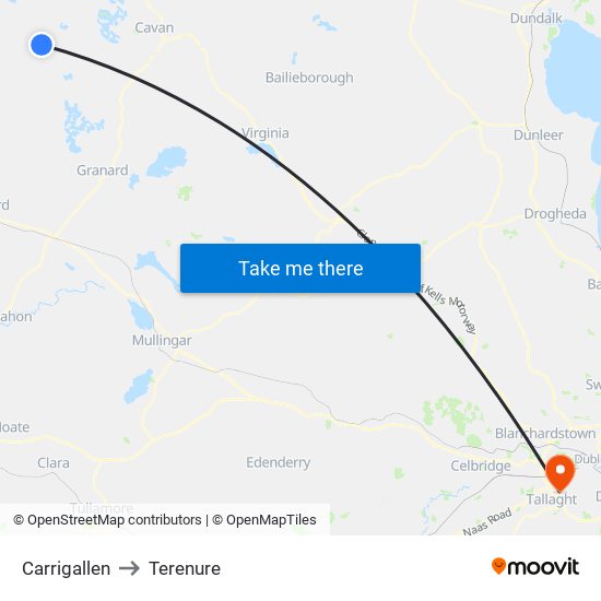 Carrigallen to Terenure map