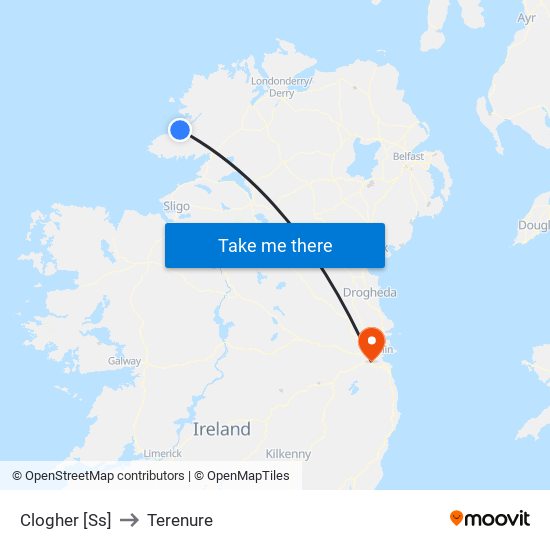 Clogher [Ss] to Terenure map