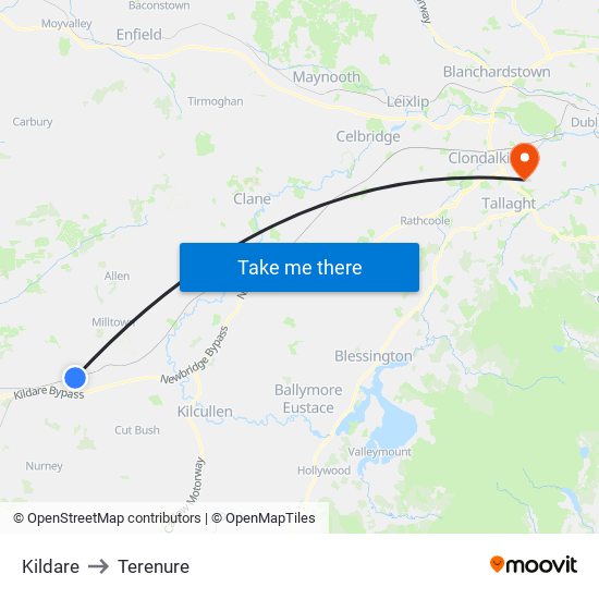 Kildare to Terenure map