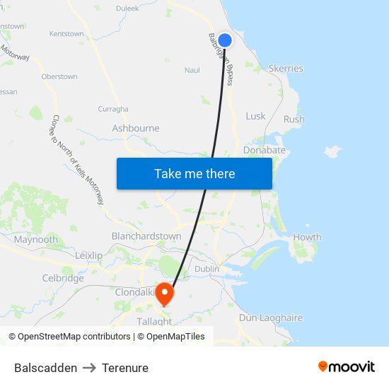 Balscadden to Terenure map