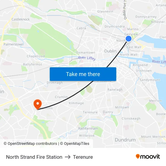 North Strand Fire Station to Terenure map