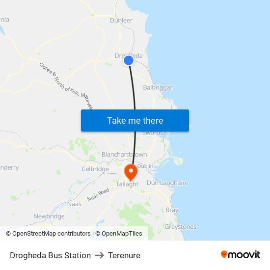 Drogheda Bus Station to Terenure map