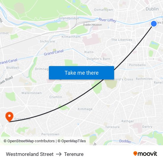 Westmoreland Street to Terenure map