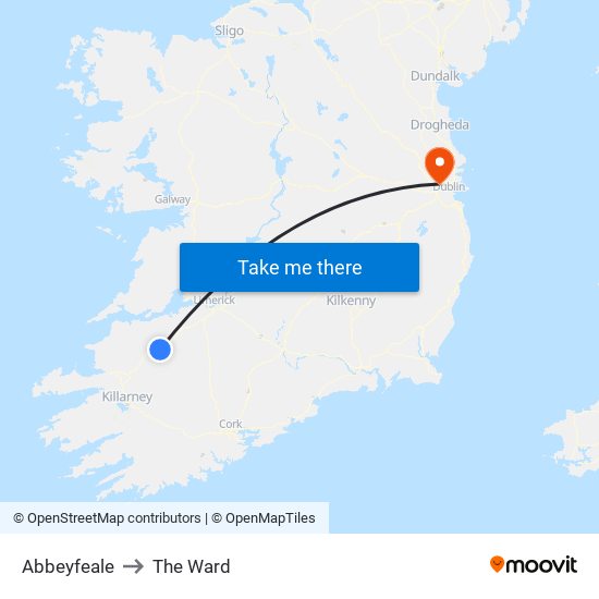 Abbeyfeale to The Ward map